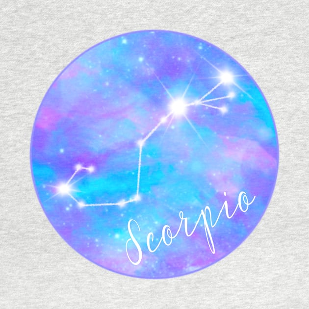 Scorpio zodiac sign test. Constellation on galaxy background by Orangerinka